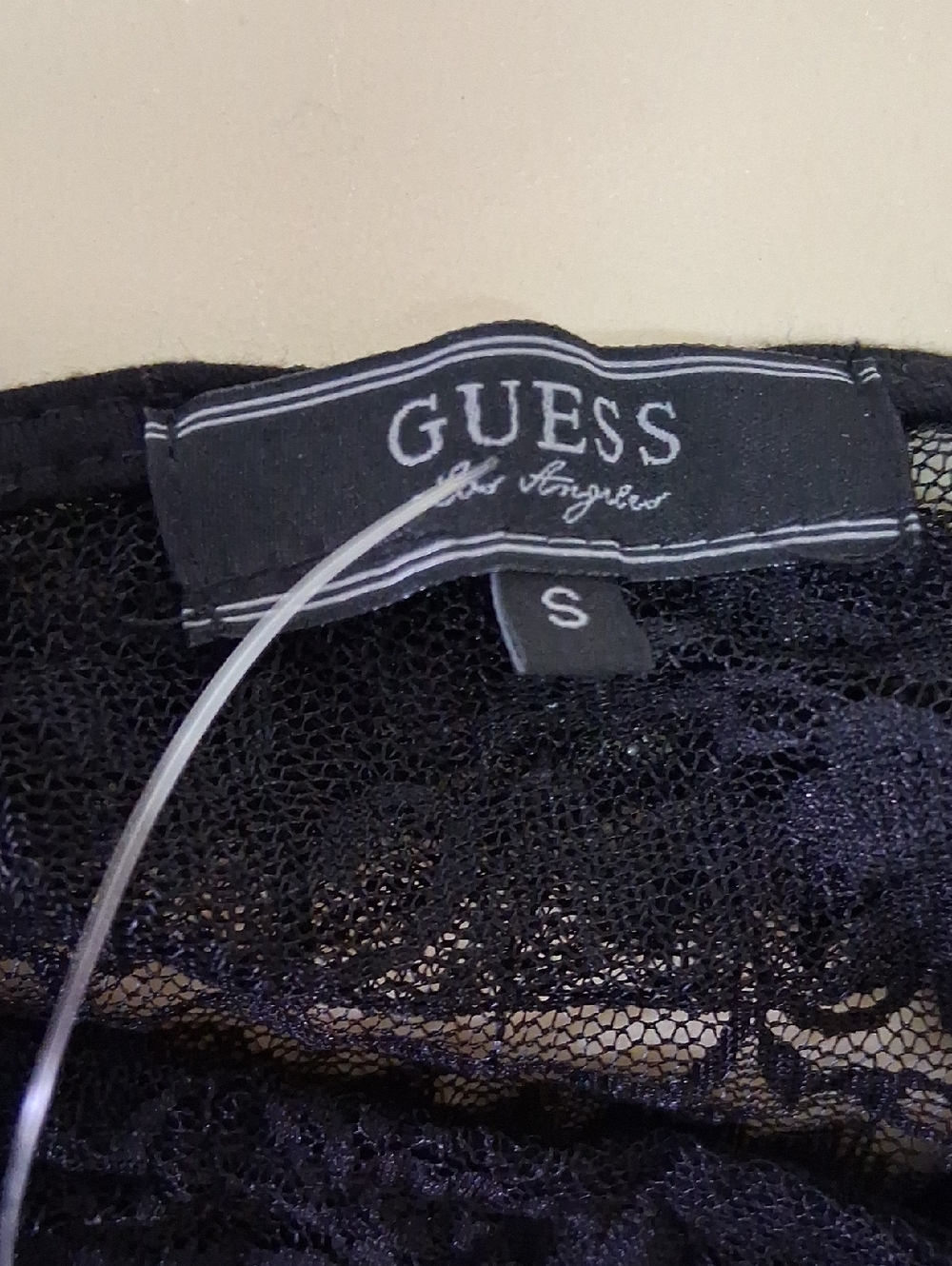 Guess Black Floral Runched Lace Dress Size Small.